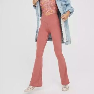 Offline by Aerie Light Pink Leggings Real Me Flare High Rise Crossover Waist S